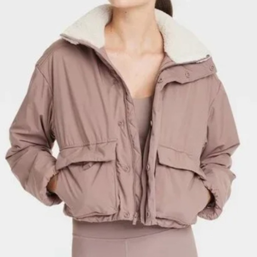 NWT All in Motion Women's Taupe Jacket with Sherpa Collar